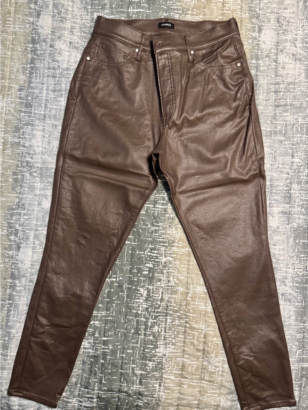 Express - NWOT - Brown Faux Leather Skinny Pants - Size 14 (Not Plus)